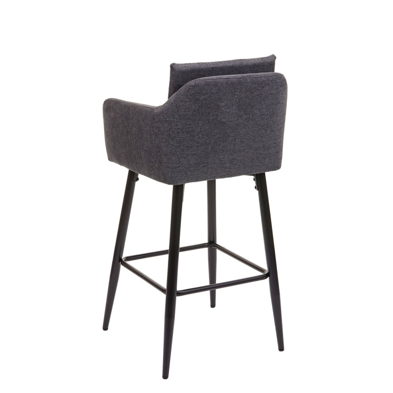 2x Tabouret de bar tabouret de comptoir, repose-pieds métal - tissu/textile gris foncé