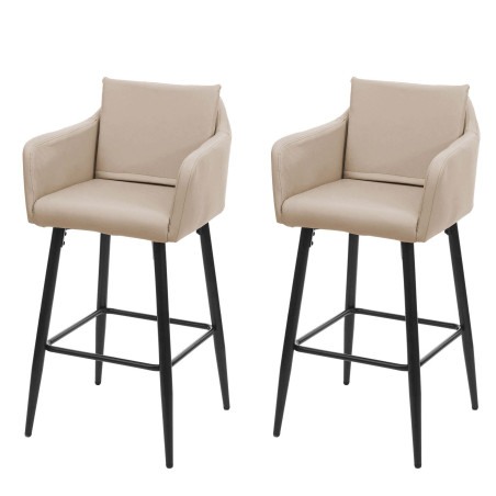 2x Tabouret de bar tabouret de comptoir, repose-pieds métal - similicuir taupe