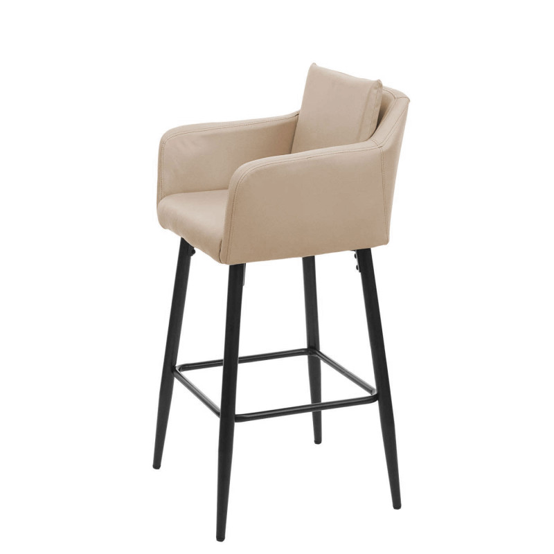 2x Tabouret de bar tabouret de comptoir, repose-pieds métal - similicuir taupe