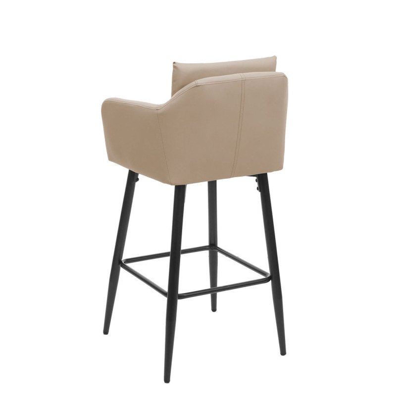 2x Tabouret de bar tabouret de comptoir, repose-pieds métal - similicuir taupe