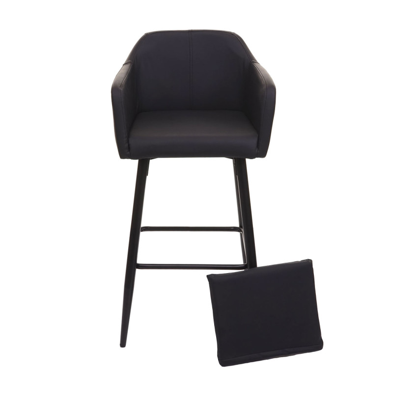 2x Tabouret de bar tabouret de comptoir, repose-pieds métal - similicuir noir