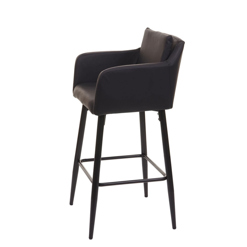 2x Tabouret de bar tabouret de comptoir, repose-pieds métal - similicuir noir