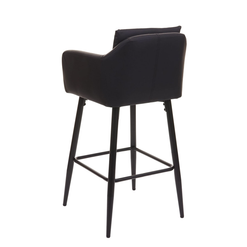 2x Tabouret de bar tabouret de comptoir, repose-pieds métal - similicuir noir