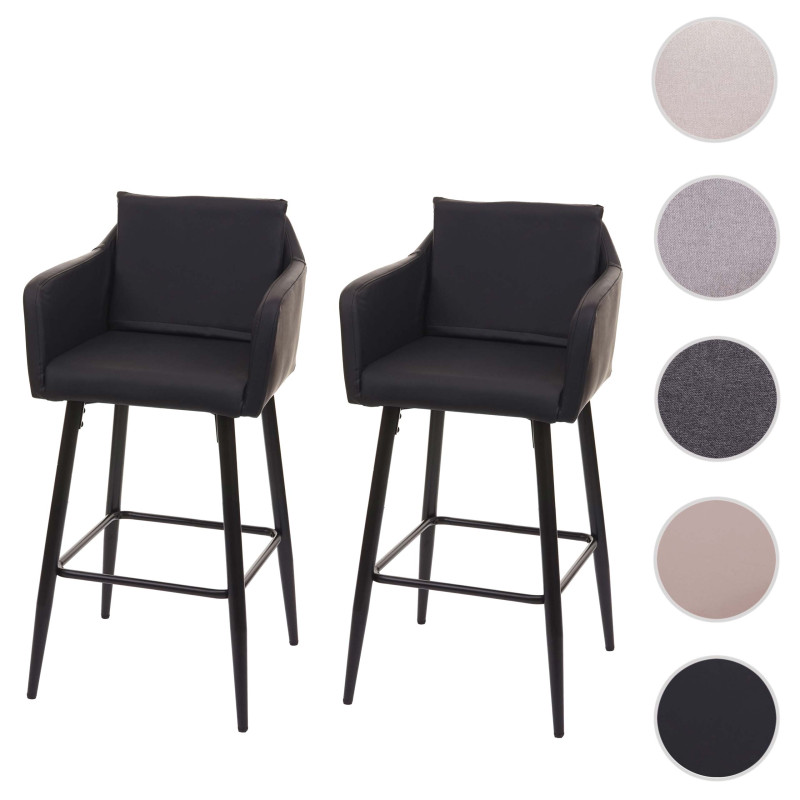 2x Tabouret de bar tabouret de comptoir, repose-pieds métal - similicuir noir