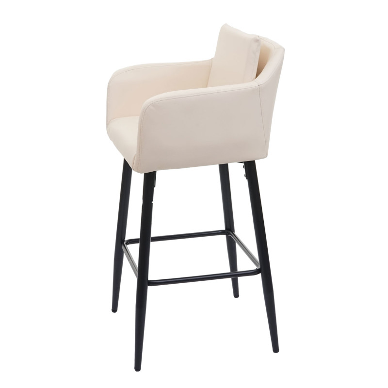 2x Tabouret de bar tabouret de comptoir, repose-pieds métal - similicuir crème-beige