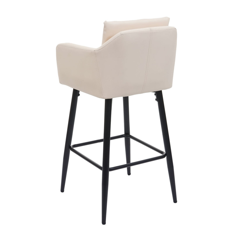 2x Tabouret de bar tabouret de comptoir, repose-pieds métal - similicuir crème-beige