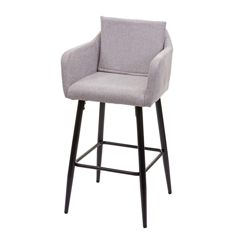 Tabouret de bar tabouret de comptoir, repose-pieds métal - tissu/textile gris clair