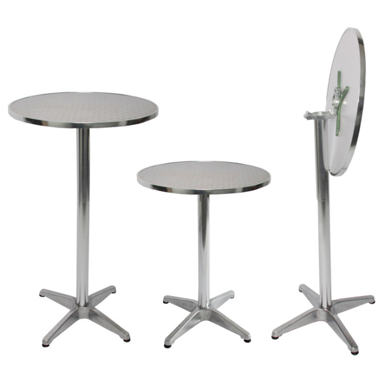 Set table haute + housse de table haute pliable et réglable en hauteur Ø 60cm - gris anthracite