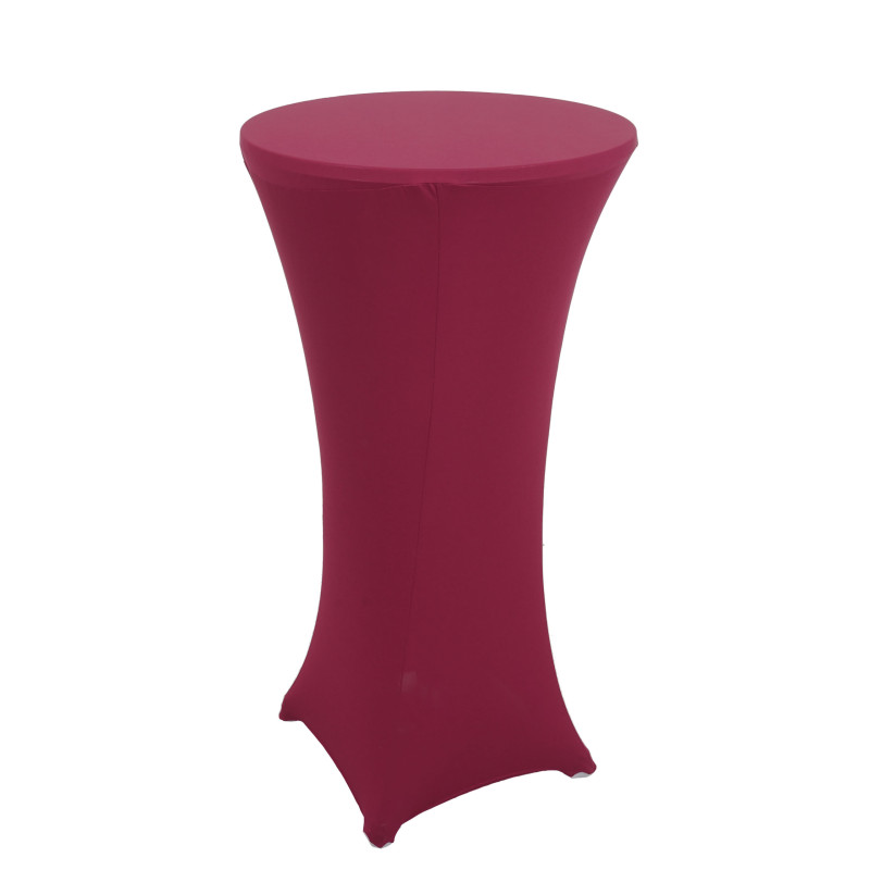 Set table haute + housse de table haute pliable et réglable en hauteur Ø 60cm - housse bordeaux-rouge
