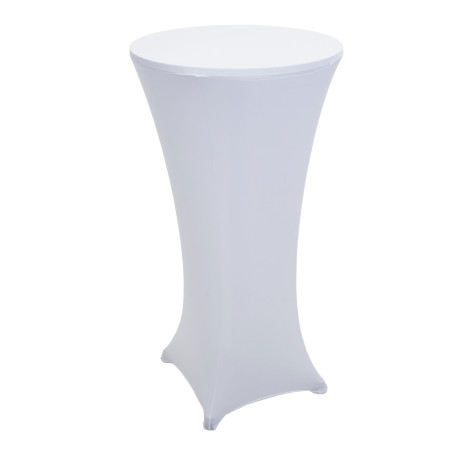 Set table haute + housse de table haute pliable et réglable en hauteur Ø 60cm - housse blanc