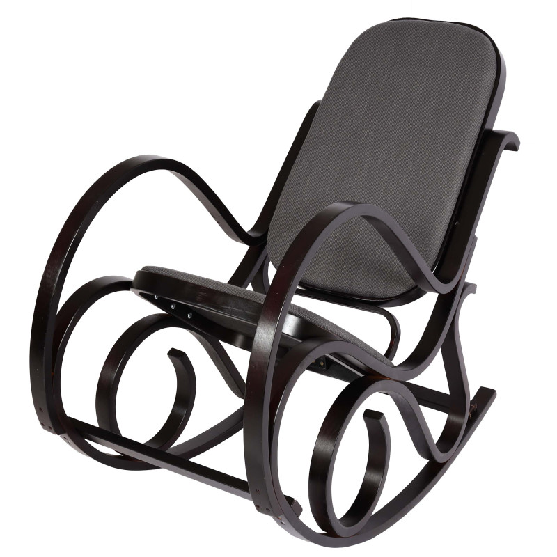 Fauteuil à bascule M41, fauteuil TV, bois massif - Aspect noyer, tissu/textile gris anthracite