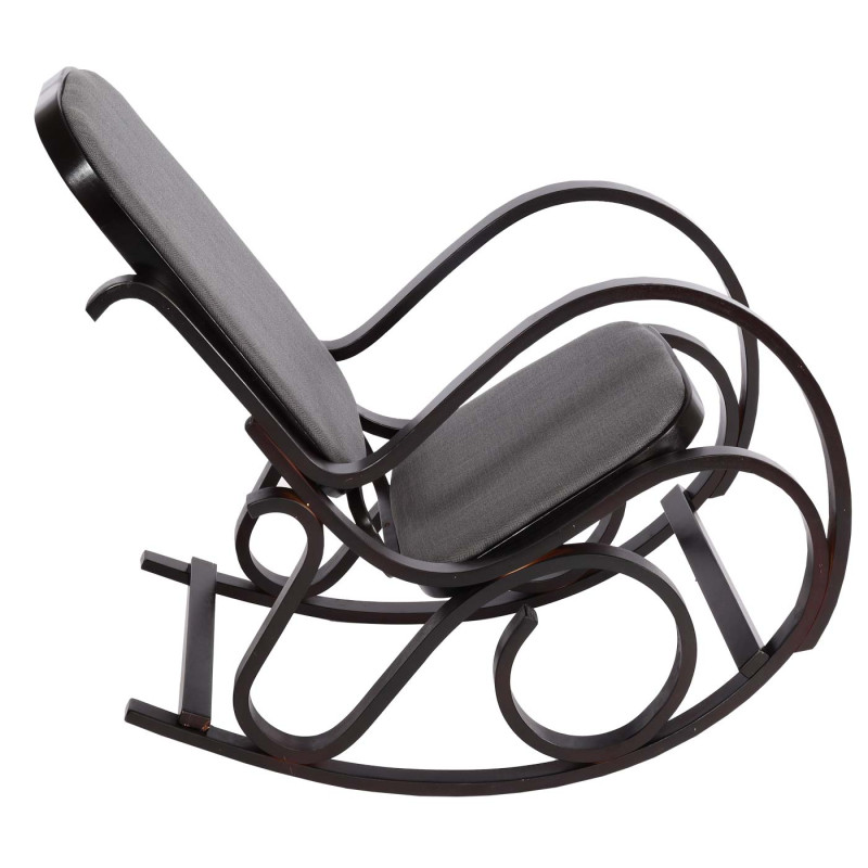 Fauteuil à bascule M41, fauteuil TV, bois massif - Aspect noyer, tissu/textile gris anthracite
