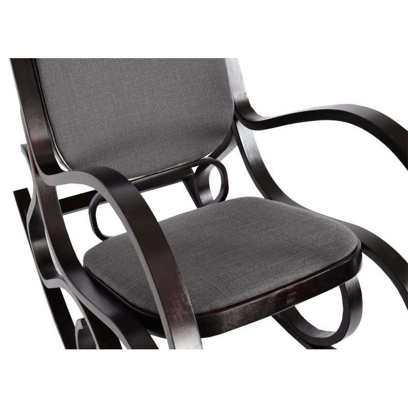 Fauteuil à bascule M41, fauteuil TV, bois massif - Aspect noyer, tissu/textile gris anthracite