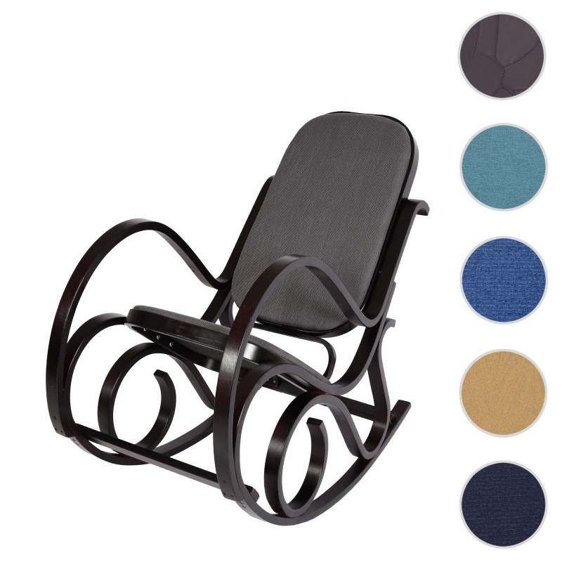 Fauteuil à bascule M41, fauteuil TV, bois massif - Aspect noyer, tissu/textile gris anthracite