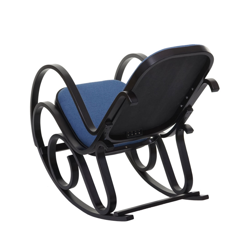 Fauteuil à bascule M41, fauteuil TV, bois massif - Aspect noyer, tissu/textile bleu