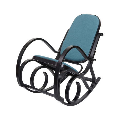 Fauteuil à bascule M41, fauteuil TV, bois massif - Aspect noyer, tissu/textile vert