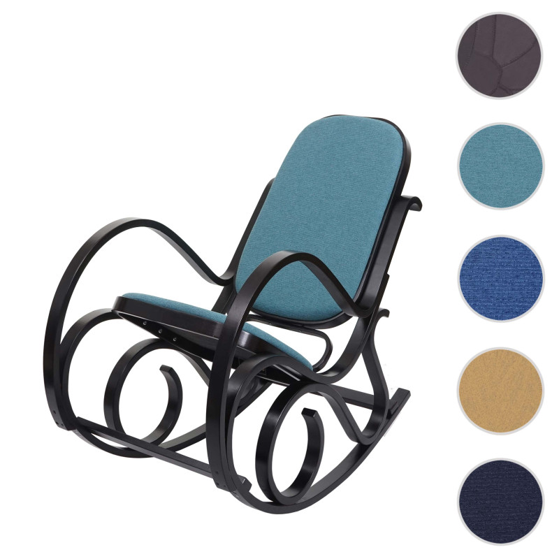 Fauteuil à bascule M41, fauteuil TV, bois massif - Aspect noyer, tissu/textile vert