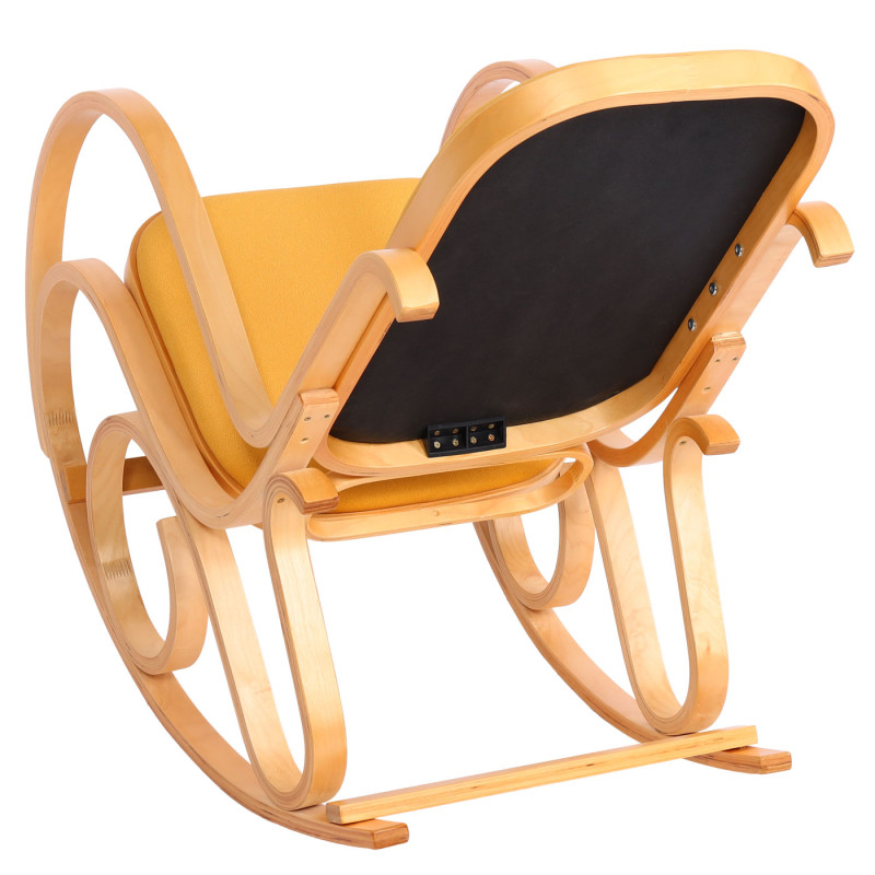 Fauteuil à bascule M41, fauteuil TV, bois massif - aspect chêne, jaune