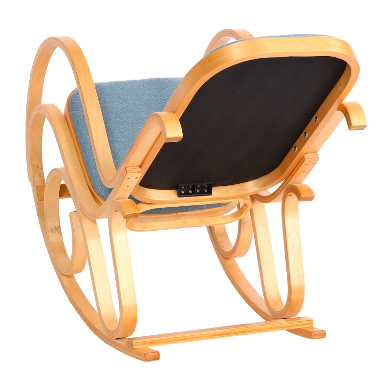 Fauteuil à bascule M41, fauteuil TV, bois massif - aspect chêne, bleu