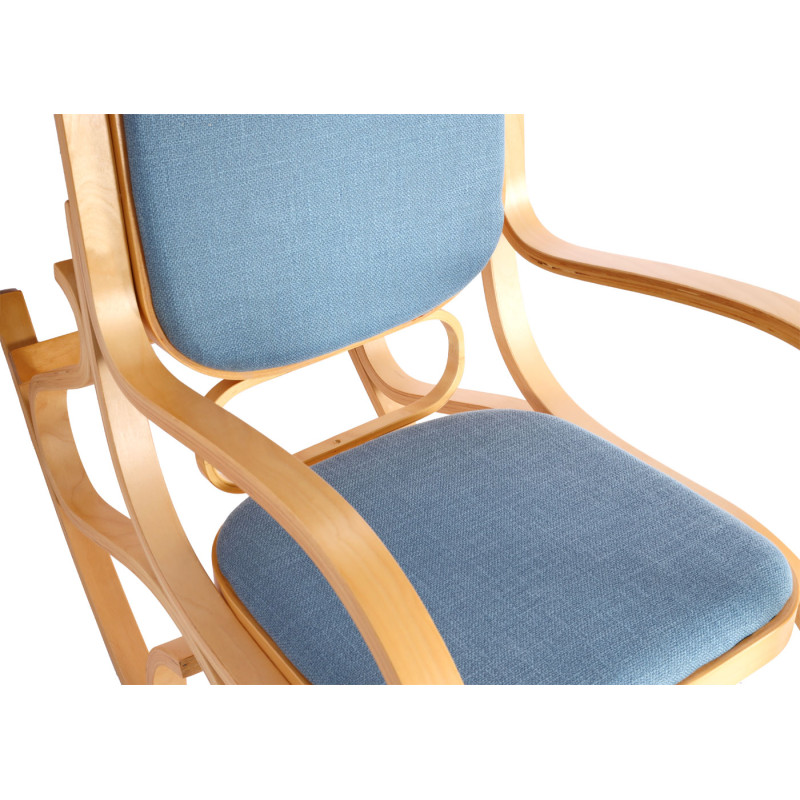 Fauteuil à bascule M41, fauteuil TV, bois massif - aspect chêne, bleu