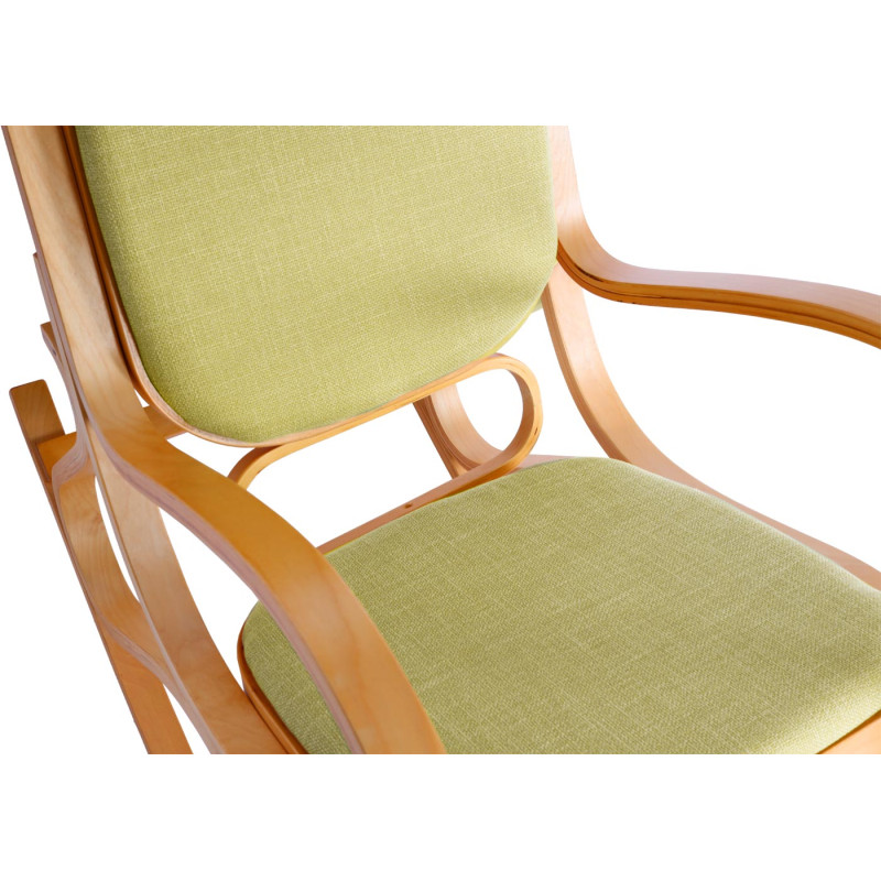 Fauteuil à bascule M41, fauteuil TV, bois massif - aspect chêne, tissu/textile vert