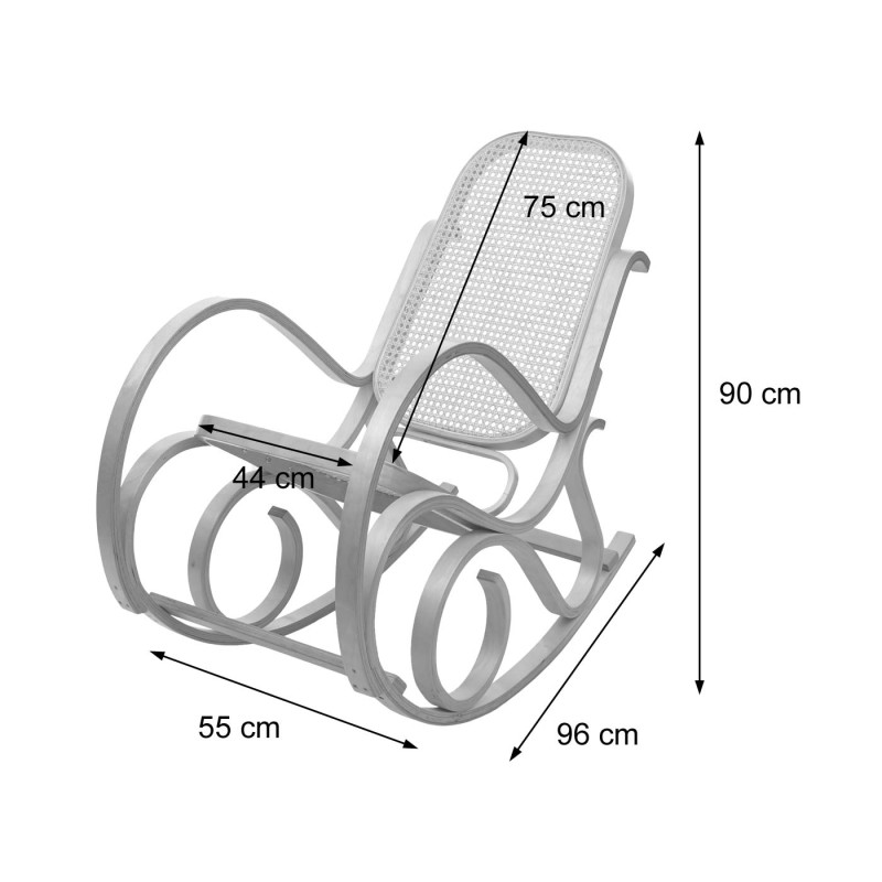 Fauteuil à bascule M41, fauteuil TV, bois massif - aspect chêne, tissu/textile jacquard marron