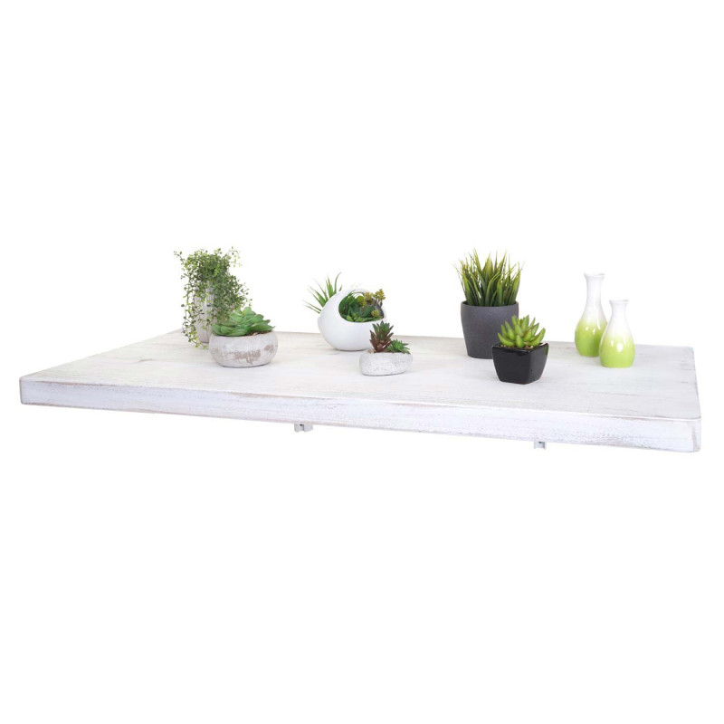 Table murale table pliante murale en bois massif - 100x50cm shabby blanc