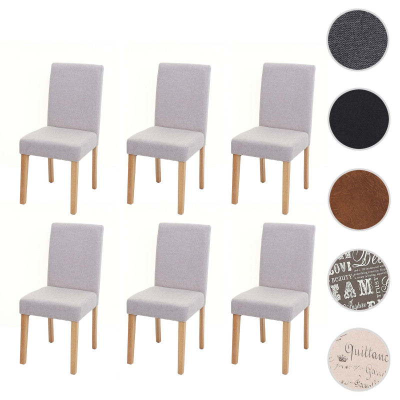 Lot de 6 chaises de salle à manger  Littau - textile, crème-beige, pieds clairs