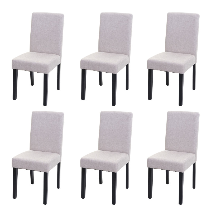 Lot de 6 chaises de salle à manger  Littau - textile, crème-beige, pieds foncés