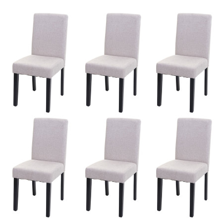 Lot de 6 chaises de salle à manger  Littau - textile, crème-beige, pieds foncés