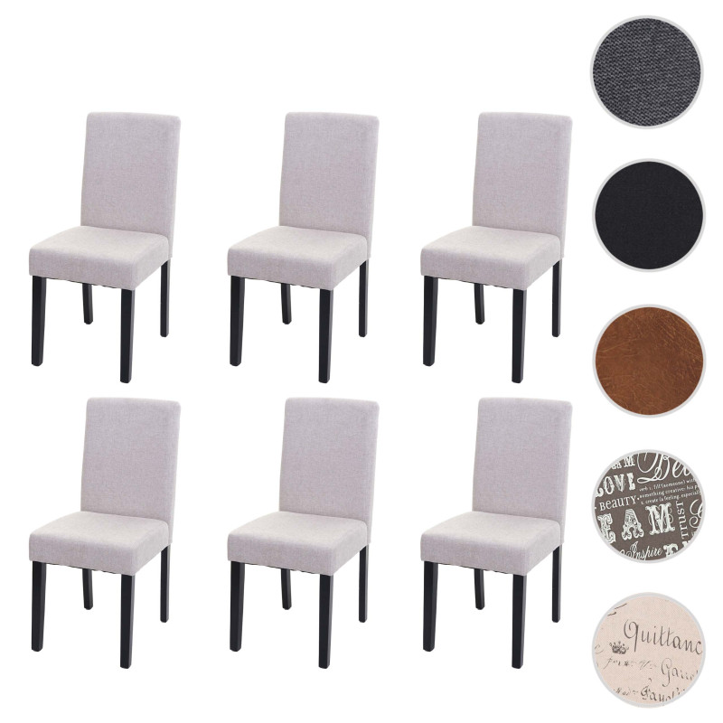 Lot de 6 chaises de salle à manger  Littau - textile, crème-beige, pieds foncés