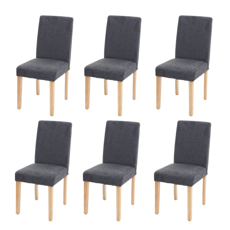 6x chaise de salle à manger  Littau - textile, gris anthracite, pieds clairs
