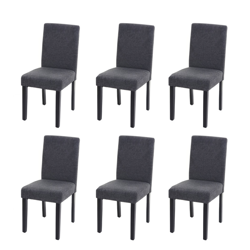 Lot de 6 chaises de salle à manger  Littau - textile, gris anthracite, pieds foncés