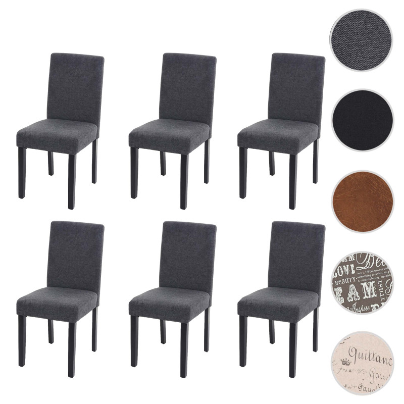 Lot de 6 chaises de salle à manger  Littau - textile, gris anthracite, pieds foncés