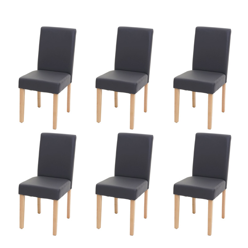 Lot de 6 chaises de salle à manger  Littau - similicuir, gris mat, pieds clairs