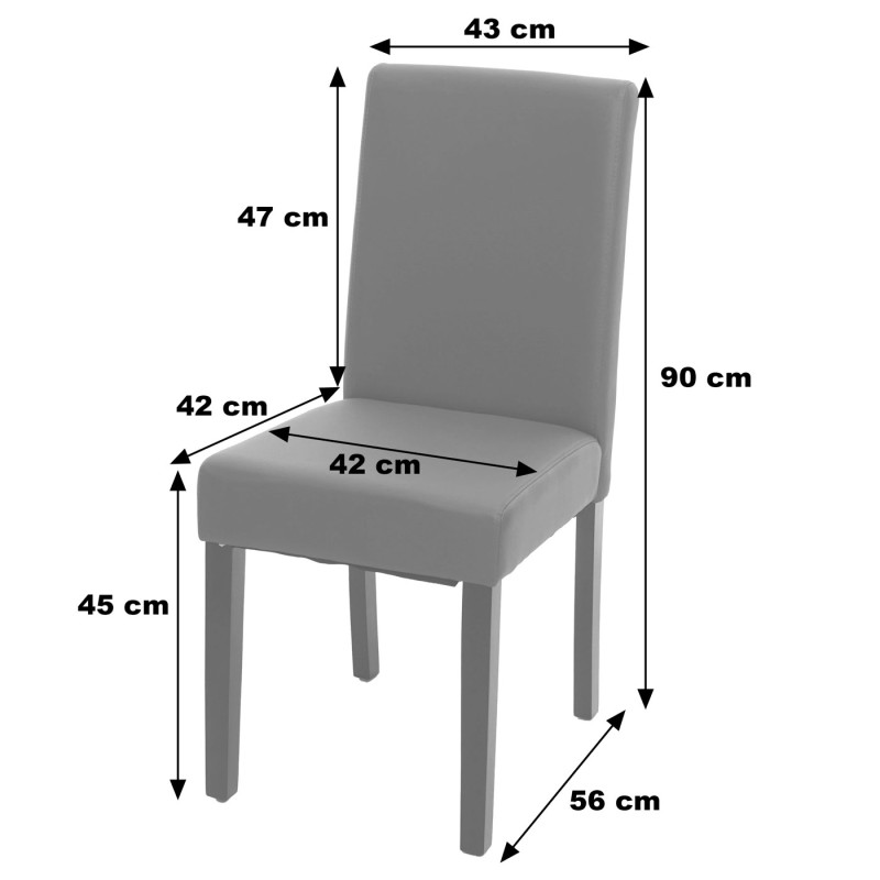 Lot de 6 chaises de salle à manger  Littau - similicuir, gris mat, pieds clairs