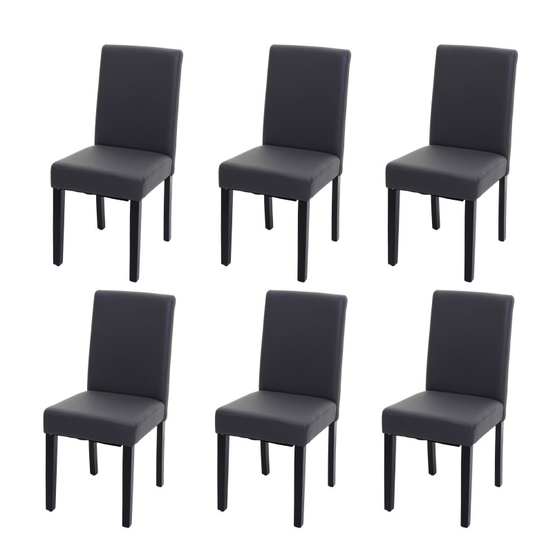 Lot de 6 chaises de salle à manger  Littau - similicuir, gris mat, pieds foncés