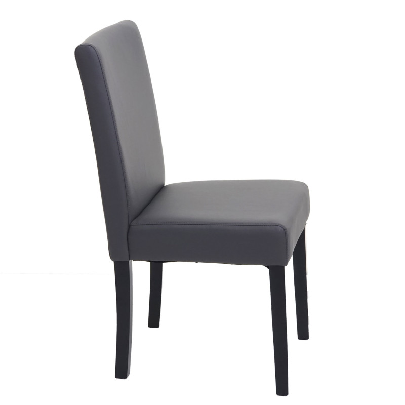 Lot de 6 chaises de salle à manger  Littau - similicuir, gris mat, pieds foncés