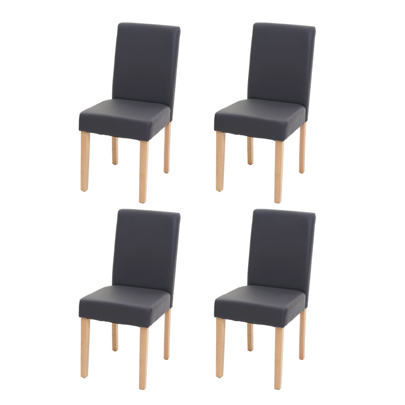 4x chaise de salle à manger  Littau - simili cuir, gris mat, pieds clairs