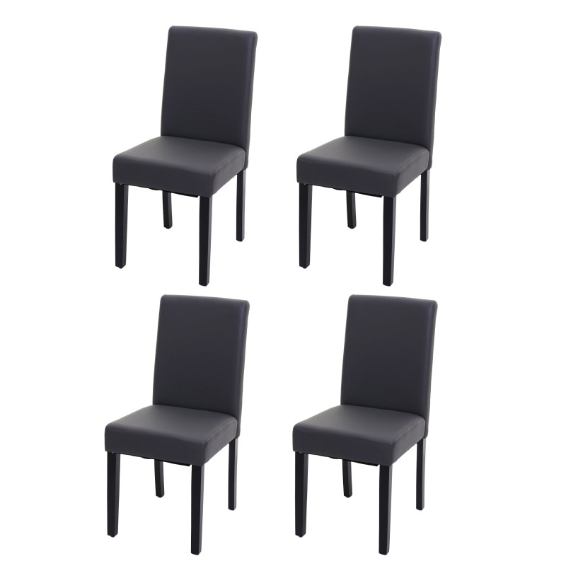4x chaise de salle à manger  Littau - similicuir, gris mat, pieds foncés