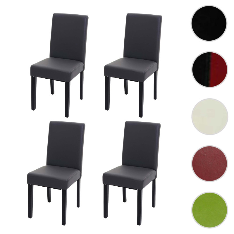 4x chaise de salle à manger  Littau - similicuir, gris mat, pieds foncés