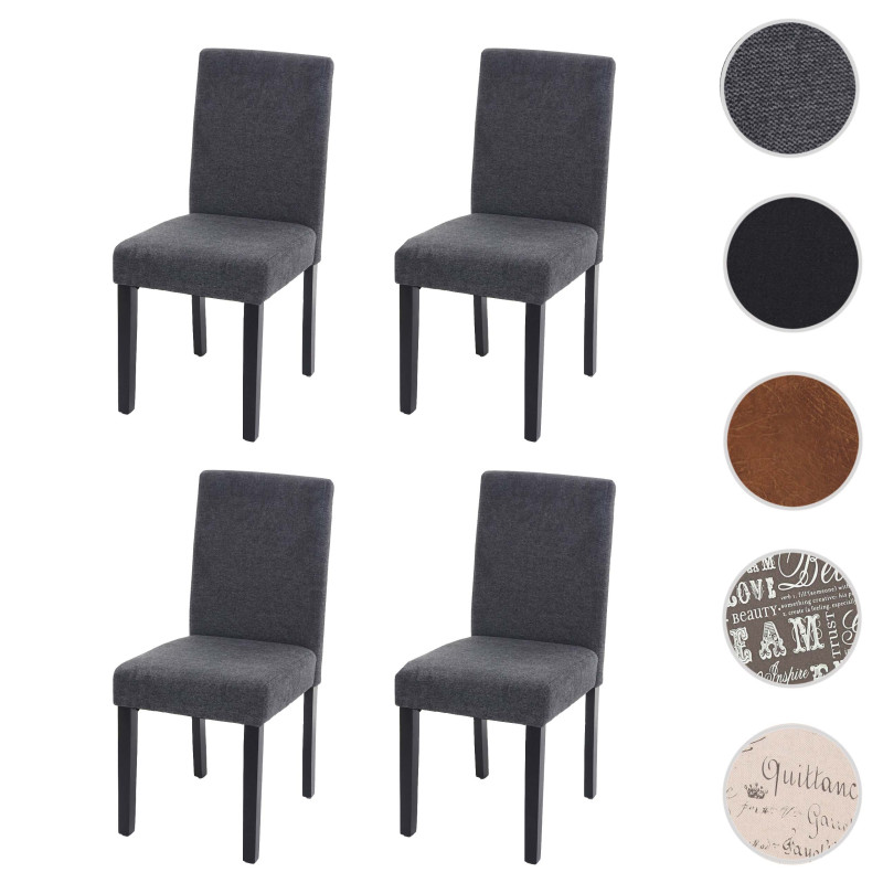 4x chaise de salle à manger  Littau - textile, gris anthracite, pieds foncés