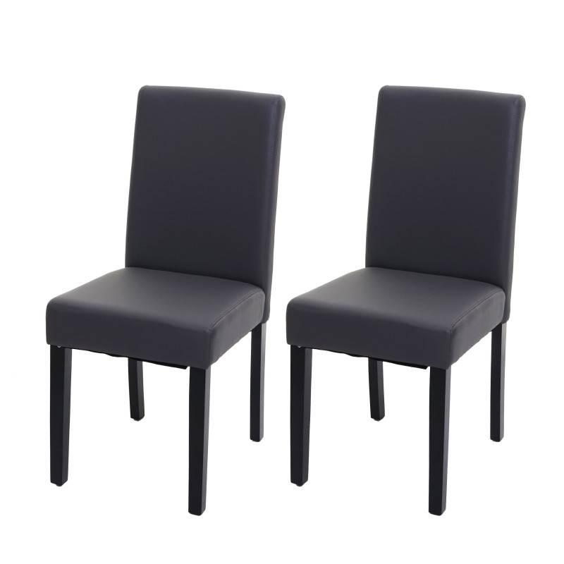 2x chaise de salle à manger  Littau - imitation cuir, gris mat, pieds foncés