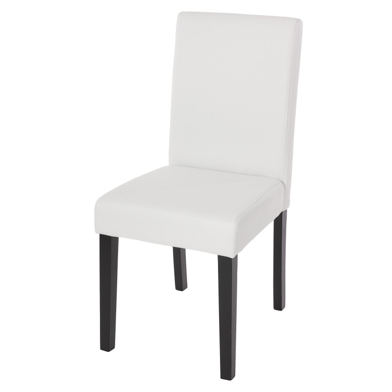 Chaise de salle à manger Littau, , similicuir - blanc mat, pieds foncés