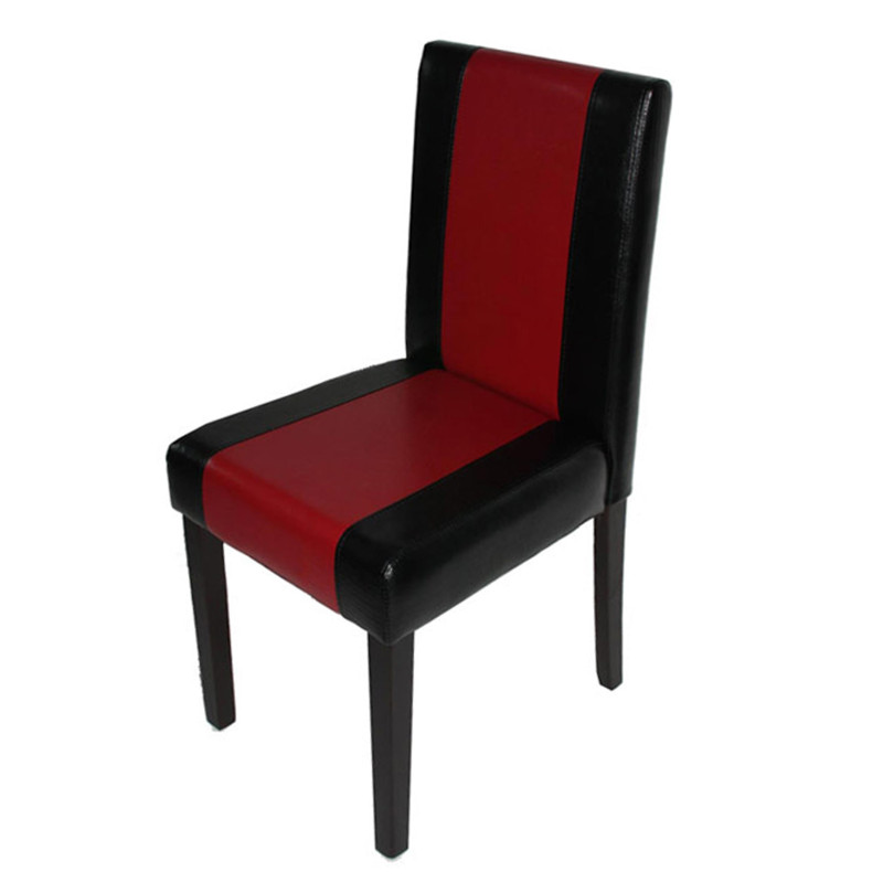 Chaise de salle à manger Littau, , similicuir - noir/rouge, pieds foncés