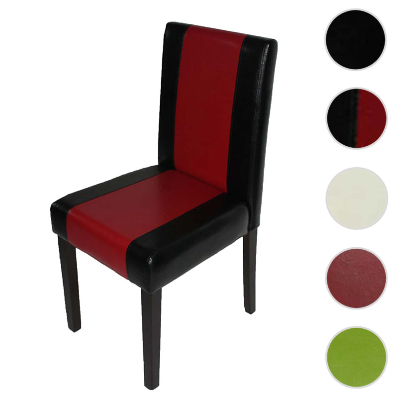 Chaise de salle à manger Littau, , similicuir - noir/rouge, pieds foncés