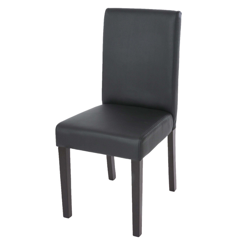 Chaise de salle à manger Littau, , similicuir - noir mat, pieds foncés