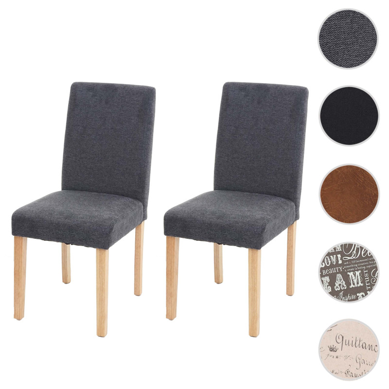 2x chaise de salle à manger  Littau - textile, gris anthracite, pieds clairs