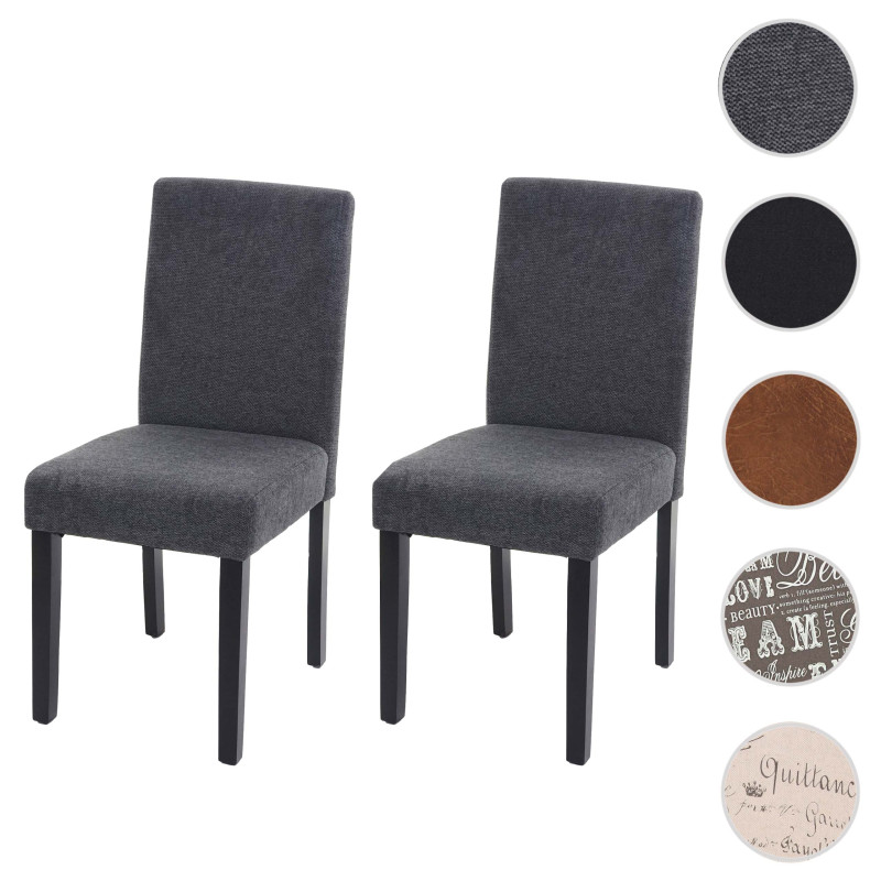 2x chaise de salle à manger  Littau - textile, gris anthracite, pieds foncés