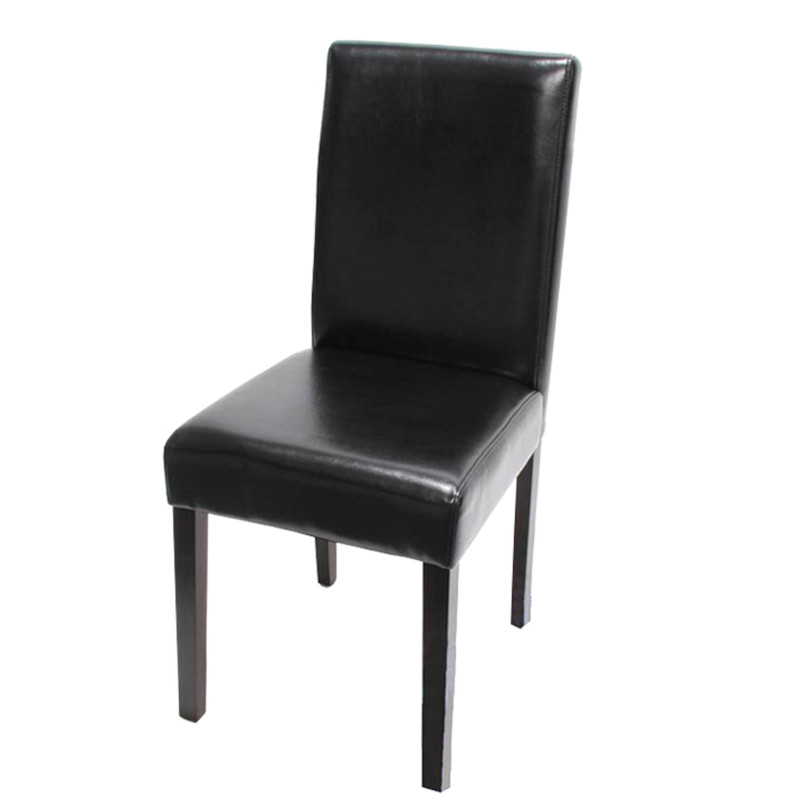 Chaise de salle à manger Littau, , cuir - noir, pieds foncés